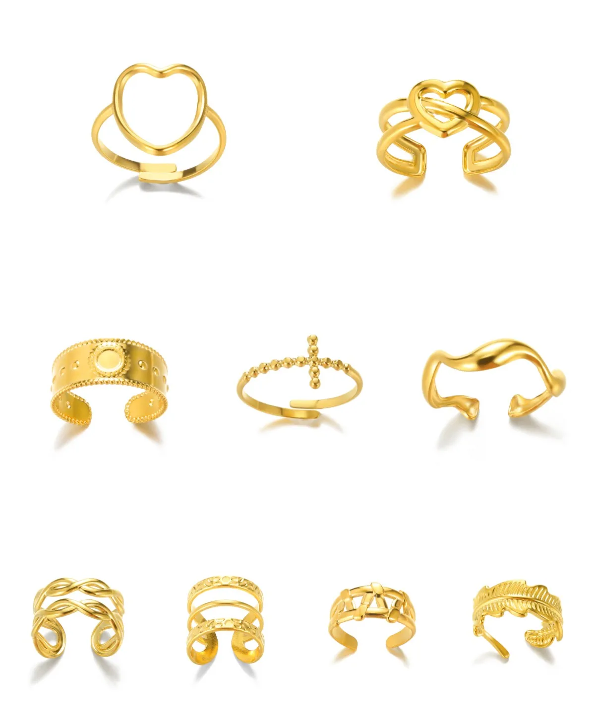 18K Gold Color Stainless Steel Ring For Women Simple Heart Butterfly Moon Phase Geometric Finger Rings Wedding Gift for Lover
18K Gold Color Stainless Steel Ring For Women Simple Heart Butterfly Moon Phase Geometric Finger Rings Wedding Gift for Lover