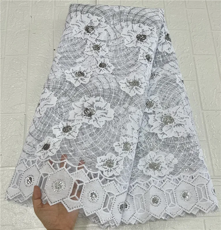 Pure White African Lace Fabric With Sequins 2022 High Quality Lace Nigerian Embroidery Lace Fabrics For Wedding Sewing
Pure White African Lace Fabric With Sequins 2022 High Quality Lace Nigerian Embroidery Lace Fabrics For Wedding Sewing
