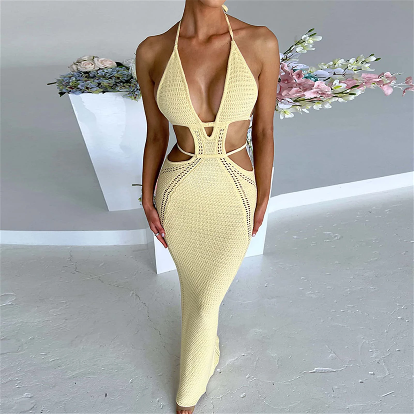 Women Backless Slim Fit Dress Sexy Knit Long Dresses Deep-V Sleeveless Beach Bodycon Party Club Cocktail Dress
Women Backless Slim Fit Dress Sexy Knit Long Dresses Deep-V Sleeveless Beach Bodycon Party Club Cocktail Dress