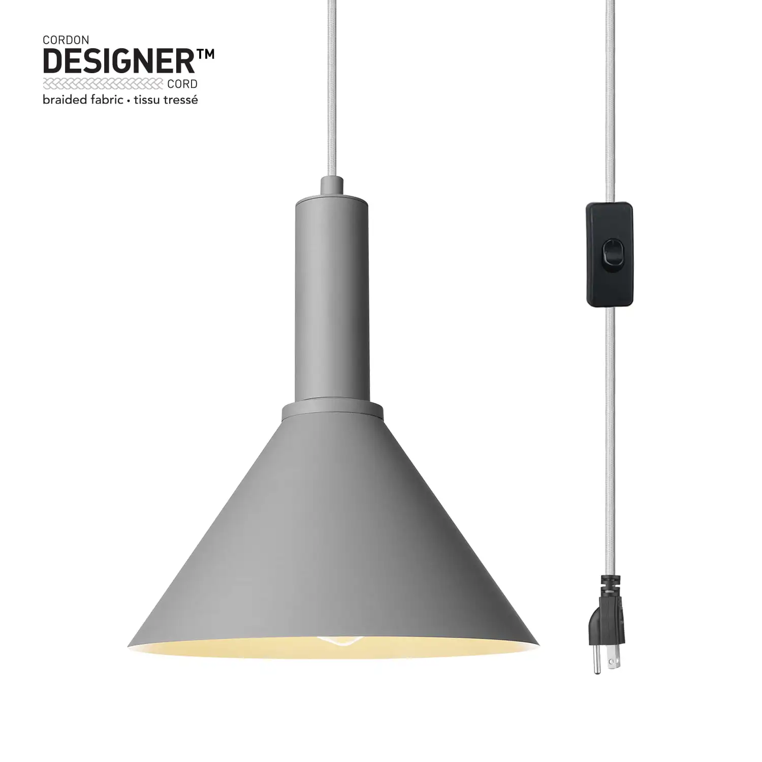 Globe 1-Light Plug-In Soft Matte Gray Pendant with Designer Gray Fabric Cord, Bulb Included, 61017
Globe 1-Light Plug-In Soft Matte Gray Pendant with Designer Gray Fabric Cord, Bulb Included, 61017