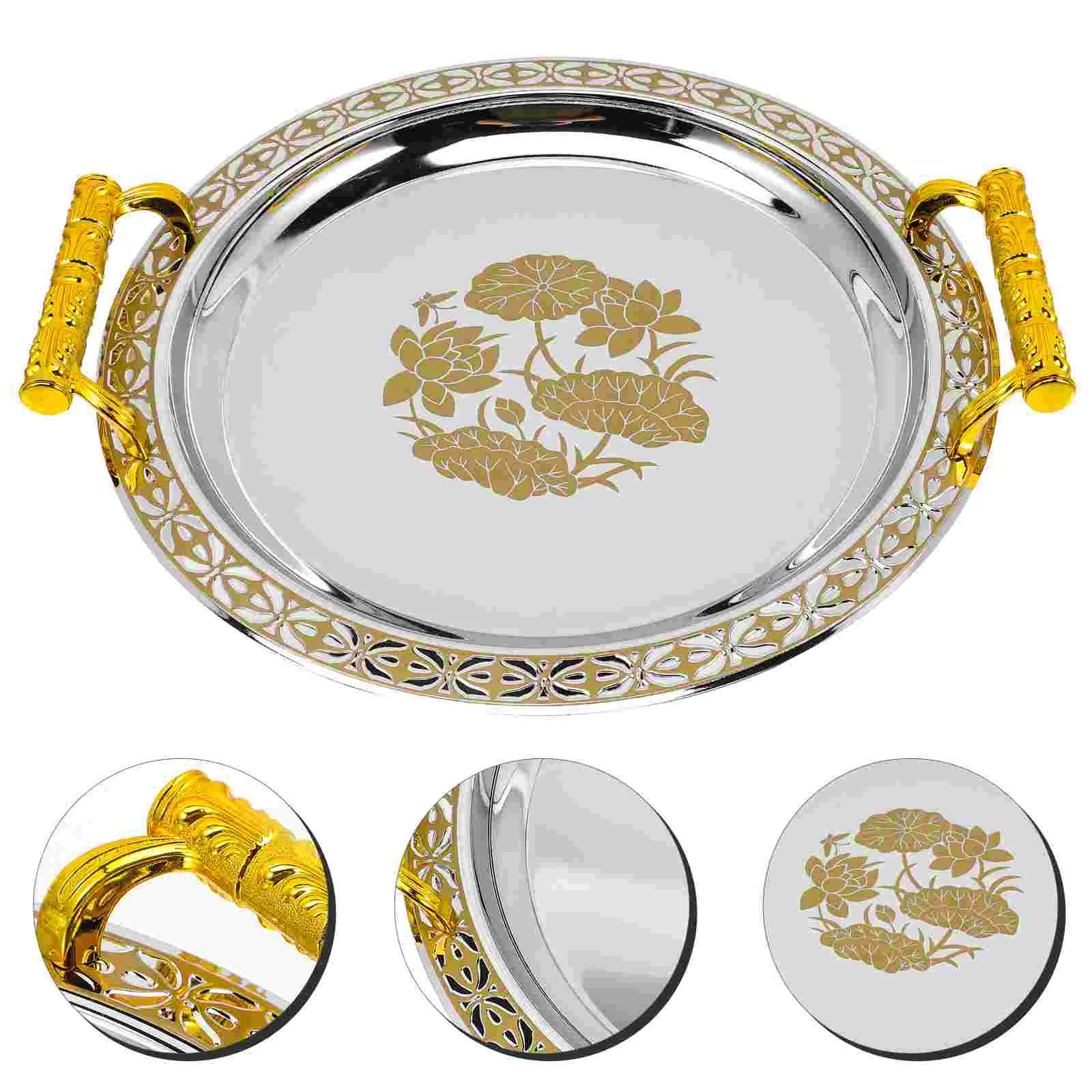 European Pattern Tray Stainless Steel Serving Plates Dish Dry Fruits Decorative Dessert Table Home Supplies Gold Perfume
European Pattern Tray Stainless Steel Serving Plates Dish Dry Fruits Decorative Dessert Table Home Supplies Gold Perfume