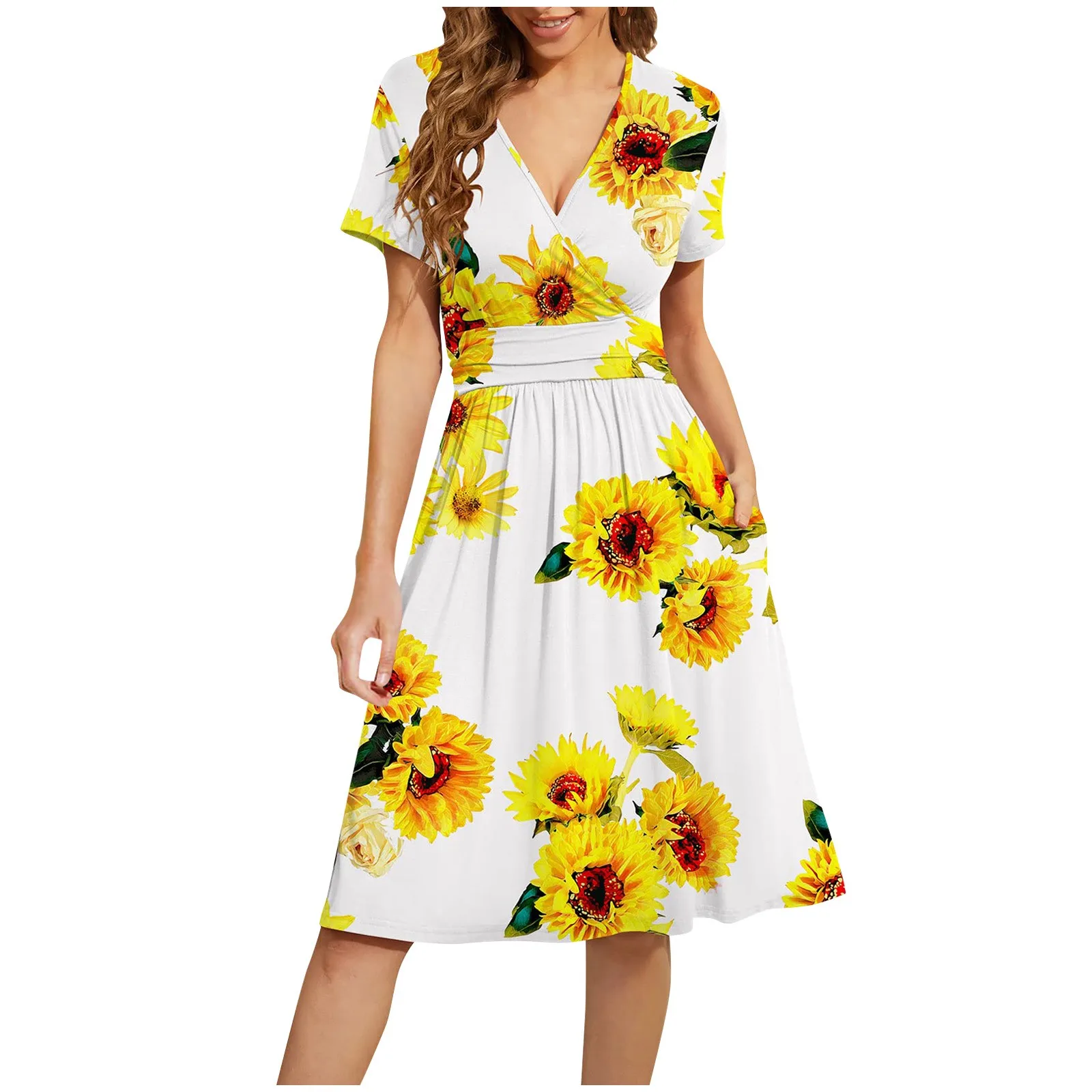 Printed V-neck Short Sleeve Fashion Dresses Women's Party Midi Dress Loose Casual Mid-length Dress Pleated Dress Robe Femme
Printed V-neck Short Sleeve Fashion Dresses Women's Party Midi Dress Loose Casual Mid-length Dress Pleated Dress Robe Femme