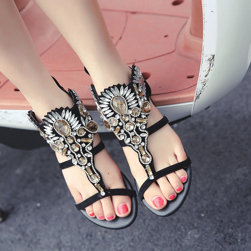Sandals Women's Versatile Casual Open Toe Pop Toe Cover Flat Heel Roman Shoes Flat Bottom Rhinestone Comfortable Sandals
Sandals Women's Versatile Casual Open Toe Pop Toe Cover Flat Heel Roman Shoes Flat Bottom Rhinestone Comfortable Sandals
