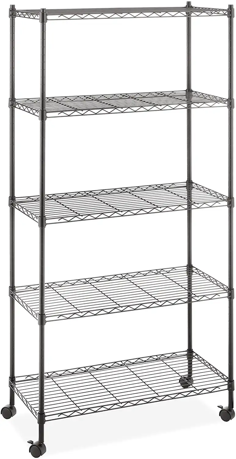 Stunning Black 200lbs per Shelf 35"L x 14"W x 71"H Wire Shelving Unit with Wheels, Metal Storage Rack.
Stunning Black 200lbs per Shelf 35"L x 14"W x 71"H Wire Shelving Unit with Wheels, Metal Storage Rack.