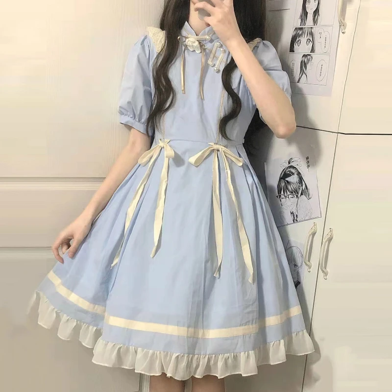 Vintage Lolita Dress Girls Sweet Ruffle Lace Trim Apron Bandage Student Dresse Women Japanese Style Kawai Cos Princess Vestidos
Vintage Lolita Dress Girls Sweet Ruffle Lace Trim Apron Bandage Student Dresse Women Japanese Style Kawai Cos Princess Vestidos