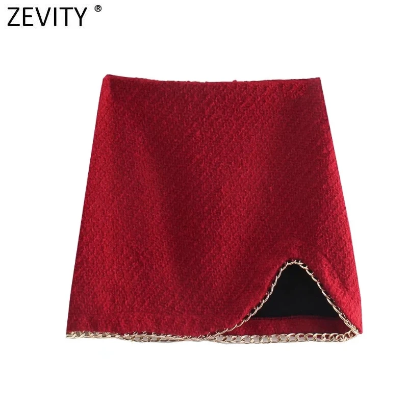 Zevity Women High Street Hem Chain Design Front Split Woolen Mini Skirt Faldas Mujer Ladies Back Zipper Chic Slim Vestido QUN949
Zevity Women High Street Hem Chain Design Front Split Woolen Mini Skirt Faldas Mujer Ladies Back Zipper Chic Slim Vestido QUN949