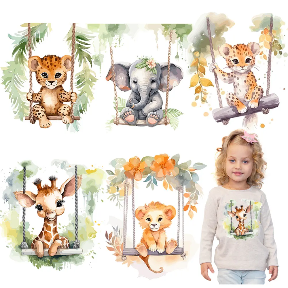 Baby Animal On Swings Heat Transfers For Kids Clothing Elephant Tigers Lion Stickers On Clothes Diy Thermal Patches Decals
Baby Animal On Swings Heat Transfers For Kids Clothing Elephant Tigers Lion Stickers On Clothes Diy Thermal Patches Decals