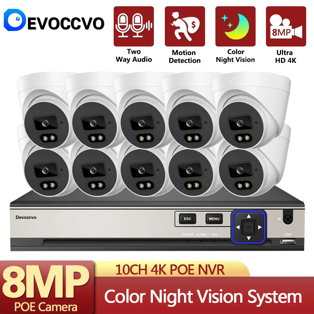 Система видеонаблюдения, комплект полноцветной уличной водонепроницаемой IP-камеры 4K 10CH POE NVR
Система видеонаблюдения, комплект полноцветной уличной водонепроницаемой IP-камеры 4K 10CH POE NVR
