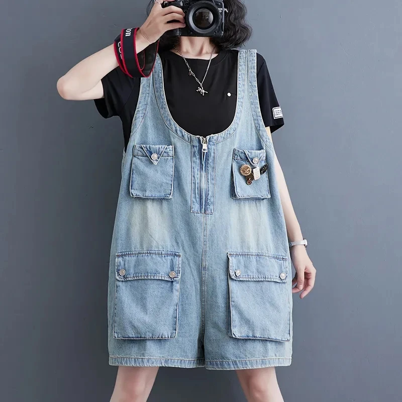 Denim Jumpsuits Korean Fashion Playsuits One Piece Outfits Women Clothing Oversized Five-point Shorts Big Pocket Wide Leg Pants
Denim Jumpsuits Korean Fashion Playsuits One Piece Outfits Women Clothing Oversized Five-point Shorts Big Pocket Wide Leg Pants