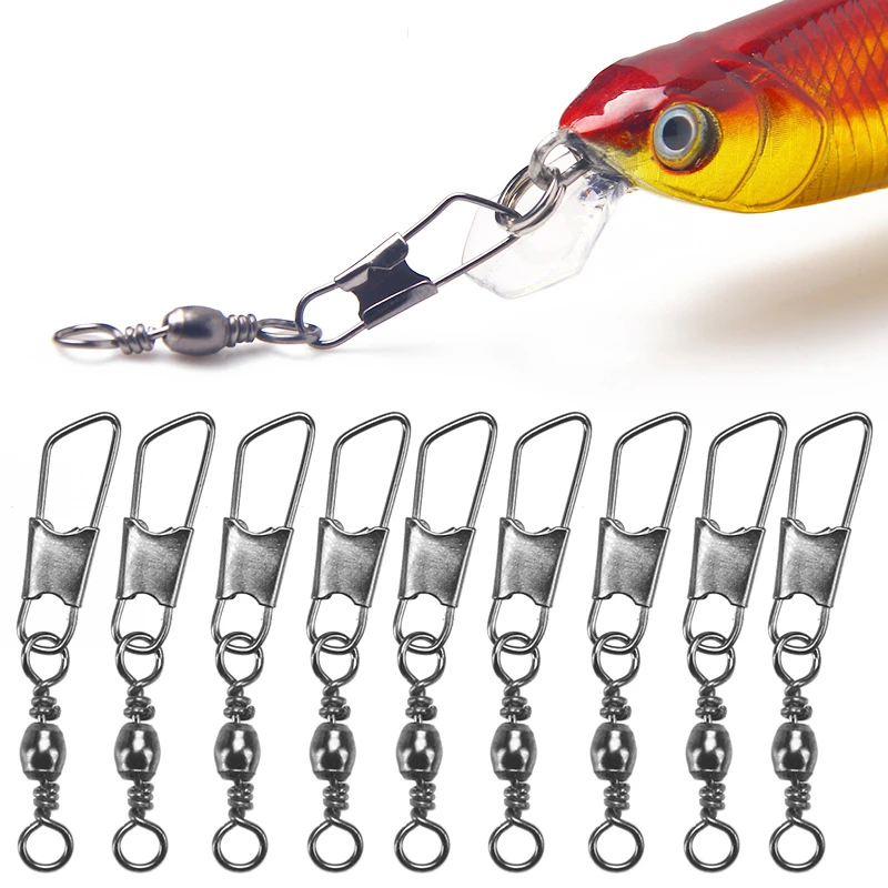 5/100pcs/lot Fishing Connector Swivels Interlock Pin Snap Rolling Swivel Stainless Steel Snap Fishhook Lure Fishing Accessories
5/100pcs/lot Fishing Connector Swivels Interlock Pin Snap Rolling Swivel Stainless Steel Snap Fishhook Lure Fishing Accessories