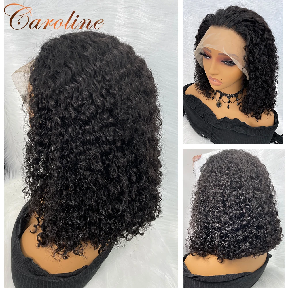 

13x4 Lace Frontal Bob Wig Pre Pluckes Short Deep Curly Bob Wigs Caroline Human Hair Wigs For Women Lace Closure Wigs 180 Density