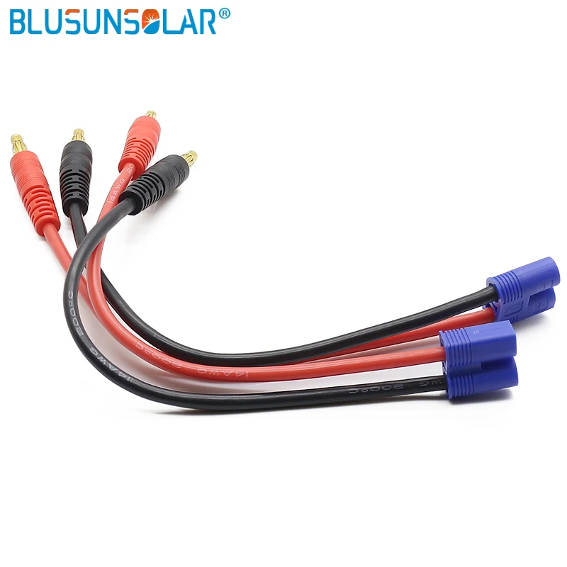 

10sets EC3 To 4mm Banana Connector Bullet Plug with 14 AWG Silicone Cable 150MM for DIY Lipo Battery RC Power Supply Solar