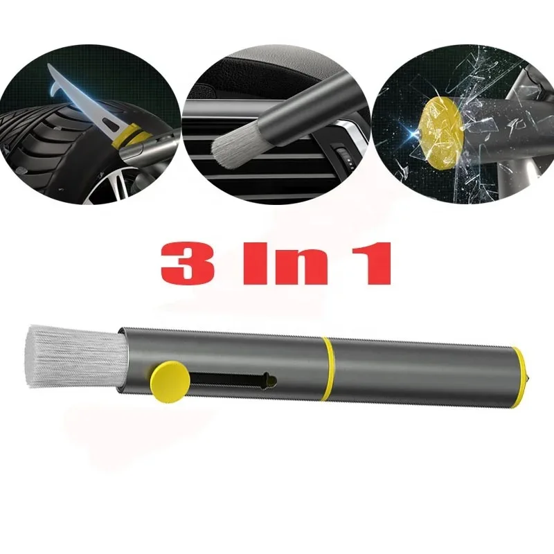 

Car Air Conditioning Outlet Multi-functional Cleaning Brush Window Breaker Safety Hammer Interior Cleaning Tool Stone Hook