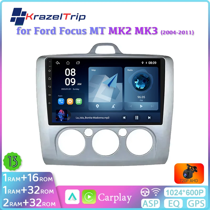 Автомобильный мультимедийный плеер KrazelTrip для Ford Focus MK2 MK3 2004-2011 MT с беспроводным
