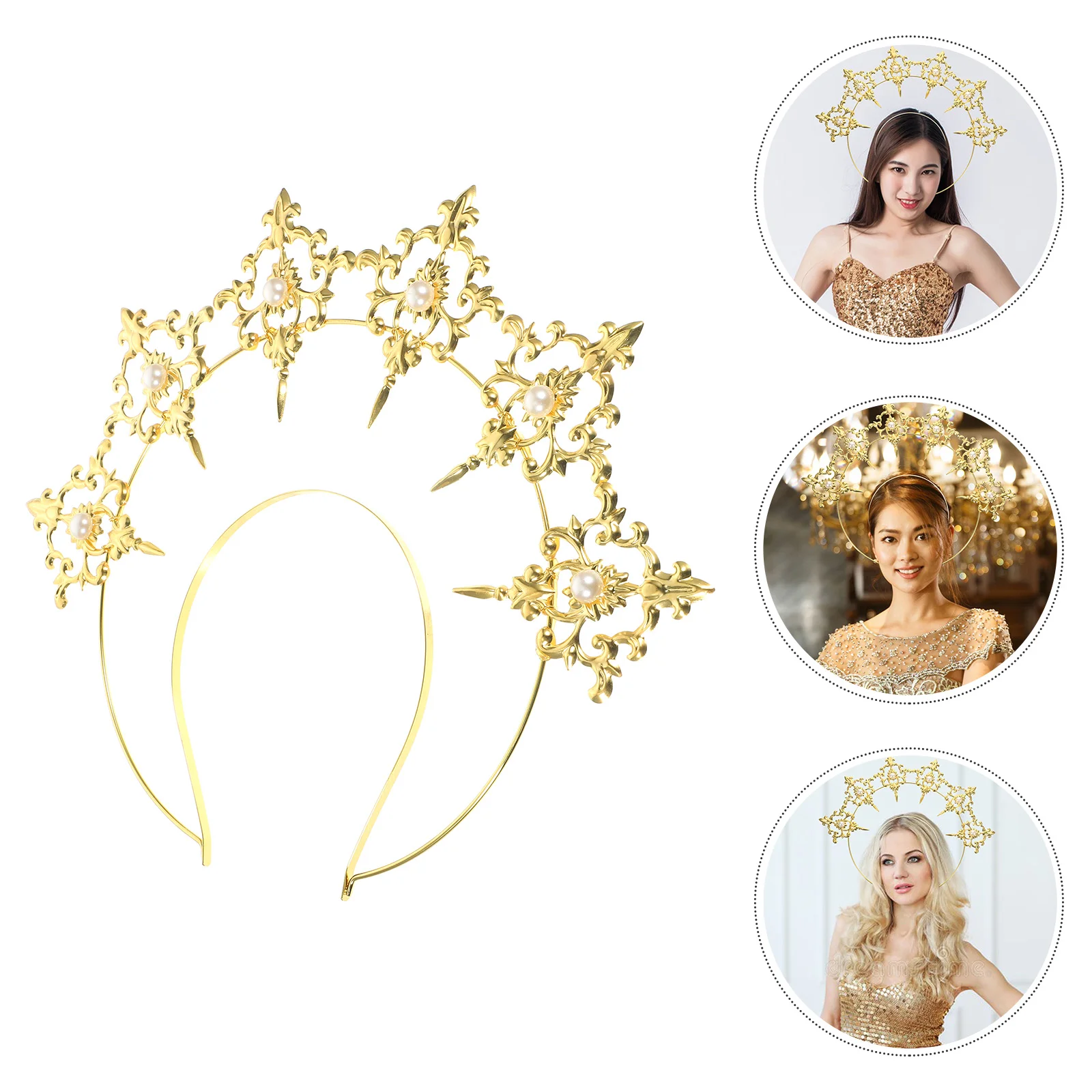 Our Lady's Headband Gold Braid Accessories Photo Prop Headwear Iron Hairband Bride 
Our Lady's Headband Gold Braid Accessories Photo Prop Headwear Iron Hairband Bride