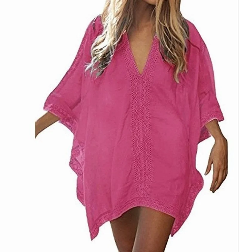 2022 Summer Thin Sexy Women V-neck Tops Solid Loose Stitching Lace Sunscreen Beach Blouse New Lady Clothes Blusas 21300
2022 Summer Thin Sexy Women V-neck Tops Solid Loose Stitching Lace Sunscreen Beach Blouse New Lady Clothes Blusas 21300