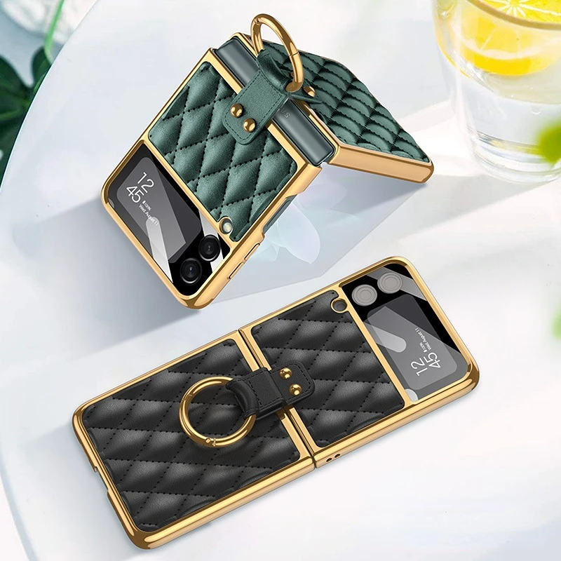 Case for Samsung Galaxy Z Flip5 Flip4 Z Flip3 Plain Leather Folding Phone Case with Ring Stand All-Inclusive Protective Cover
Case for Samsung Galaxy Z Flip5 Flip4 Z Flip3 Plain Leather Folding Phone Case with Ring Stand All-Inclusive Protective Cover
