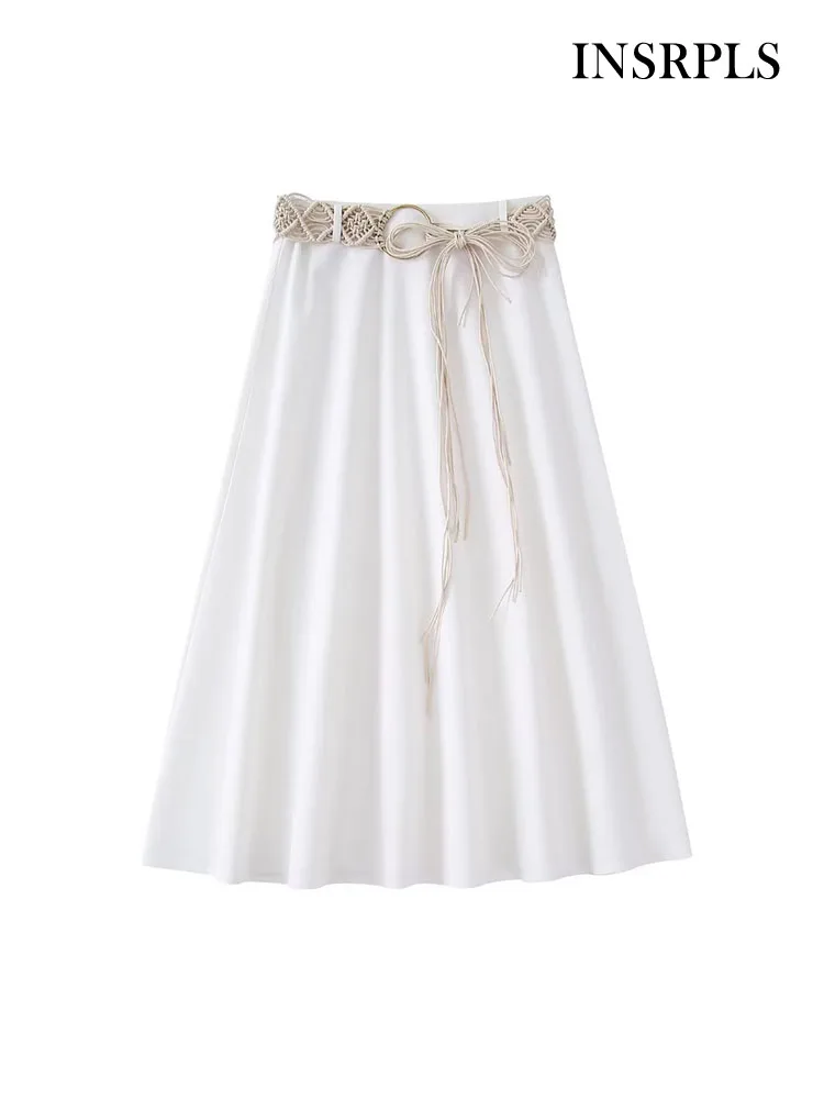 INSRPLS Women Fashion With Braided Belt Linen Midi Skirt Vintage High Waist Side Zipper Female Skirts Mujer 
INSRPLS Women Fashion With Braided Belt Linen Midi Skirt Vintage High Waist Side Zipper Female Skirts Mujer