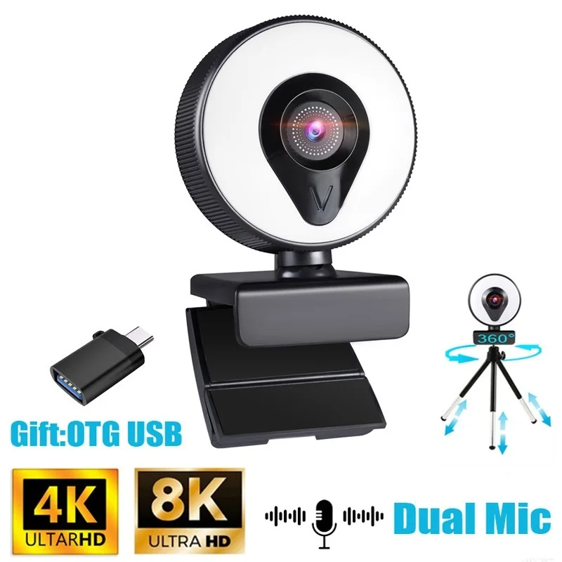 2022 Webcam 1080P 2K 4K 8K Full HD Web Camera For PC Computer Laptop USB Web Cam With Microphone and Ring Light Web Camara
2022 Webcam 1080P 2K 4K 8K Full HD Web Camera For PC Computer Laptop USB Web Cam With Microphone and Ring Light Web Camara