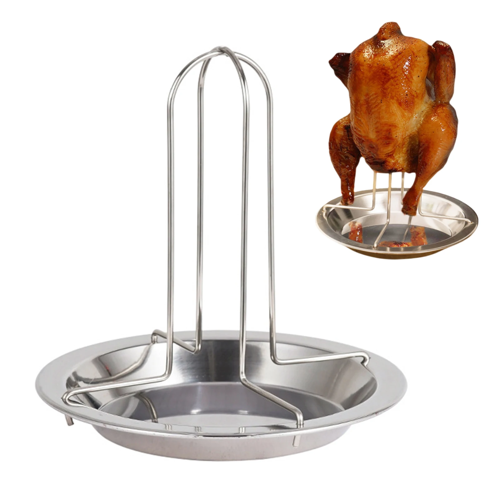 Silver Durable Vertical Non Stick Roaster Rack Foldable Grill Accessories Chicken Holder Indoor Outdoor Beer Can Drip Pan Oven
Silver Durable Vertical Non Stick Roaster Rack Foldable Grill Accessories Chicken Holder Indoor Outdoor Beer Can Drip Pan Oven