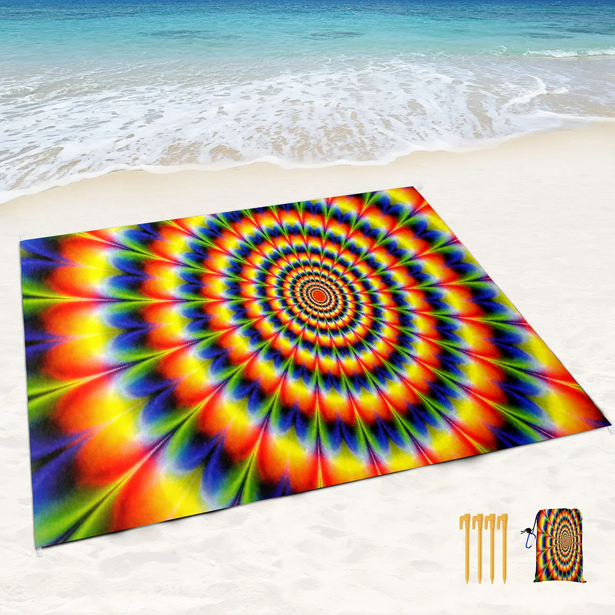 Psychedelic Colorful Beach Blanket Sand Proof Lightweight Mat with Corner Pockets and Mesh Bag for Beach Party,Travel,Camping
Psychedelic Colorful Beach Blanket Sand Proof Lightweight Mat with Corner Pockets and Mesh Bag for Beach Party,Travel,Camping