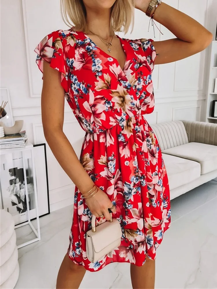 Women Elegant V Neck Slim Party Dress Office Lady Print Short Sleeve Sexy Dress 2022 Summer Casual Femme Floral Dress Streetwear
Women Elegant V Neck Slim Party Dress Office Lady Print Short Sleeve Sexy Dress 2022 Summer Casual Femme Floral Dress Streetwear