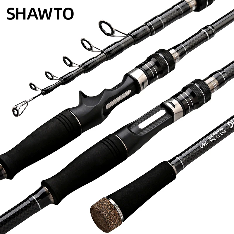 

Shawto Spinning Casting Fishing Rod 1.8m 2.1m 2.4m 2.7m 3.0m Telescopic Carbon Fiber Rod Ultralight Baitcasting Sea Fishing Pole