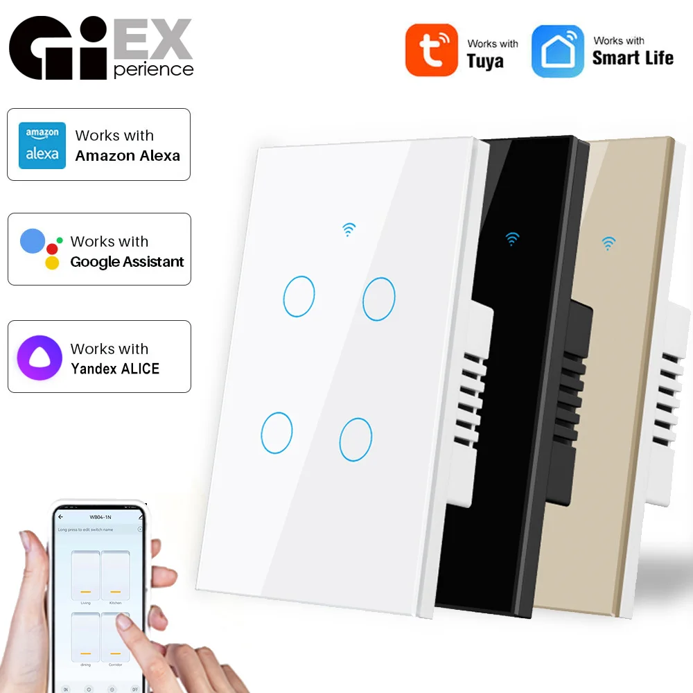 WIFI Touch Light Wall Switch No Neutral Universal Tempered Glass Panel TUYA Smart Life Home 2Way/3Way Alexa Google Alice 118*72
WIFI Touch Light Wall Switch No Neutral Universal Tempered Glass Panel TUYA Smart Life Home 2Way/3Way Alexa Google Alice 118*72