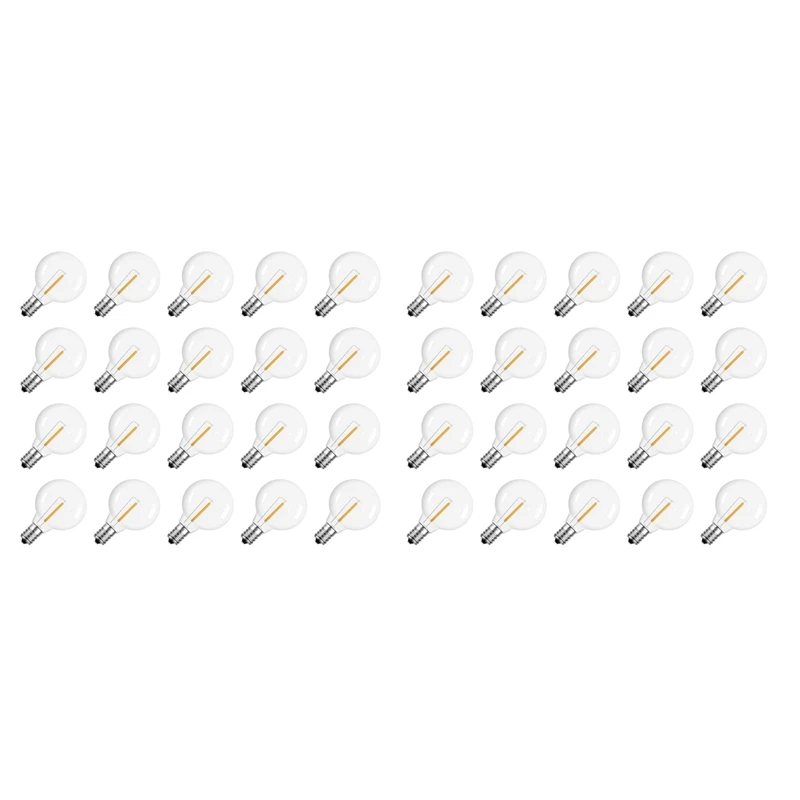 40 Pcs G40 LED Replacement Light Bulbs E12 Screw Base Shatterproof LED Globe Bulbs For Solar String Lights Warm
40 Pcs G40 LED Replacement Light Bulbs E12 Screw Base Shatterproof LED Globe Bulbs For Solar String Lights Warm