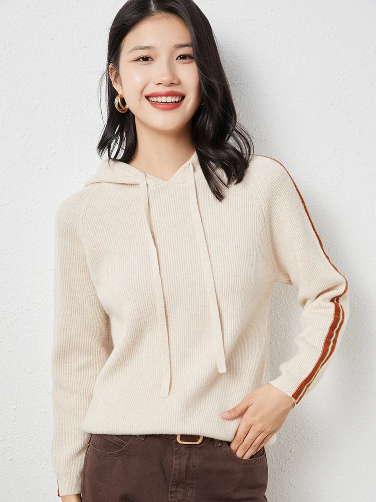 Spring Autumn 100% Merino Wool Women's Knit Pullover Long Sleeve Sweater Striped Classic Hoodie Clothing Top
Spring Autumn 100% Merino Wool Women's Knit Pullover Long Sleeve Sweater Striped Classic Hoodie Clothing Top