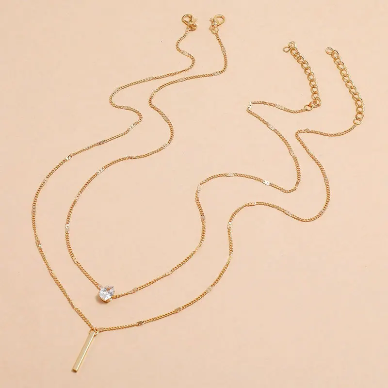 Minimalist Peach Heart Stick Pendant Necklace for Women Double Chain Clavicle Necklace Water-drop Fashion Jewelry Statement Girl
Minimalist Peach Heart Stick Pendant Necklace for Women Double Chain Clavicle Necklace Water-drop Fashion Jewelry Statement Girl