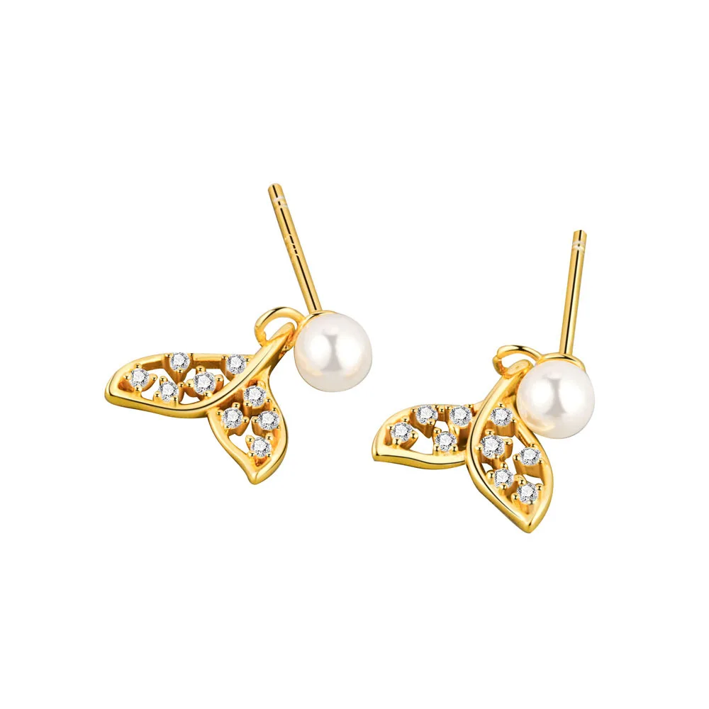 925 Sterling Silver Mermaid Tail Freshwater Pearl Stud Earrings for Women Simple Sweet Fashion Zircon Stud Earrings Jewelry
925 Sterling Silver Mermaid Tail Freshwater Pearl Stud Earrings for Women Simple Sweet Fashion Zircon Stud Earrings Jewelry