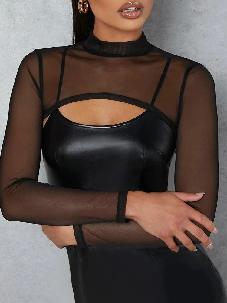 Women Sexy Mock-neck Super Crop Mesh Top Short Tee Long Sleeve Shirt Casual Party Clothes High Street TShirt Basic Layering
Women Sexy Mock-neck Super Crop Mesh Top Short Tee Long Sleeve Shirt Casual Party Clothes High Street TShirt Basic Layering