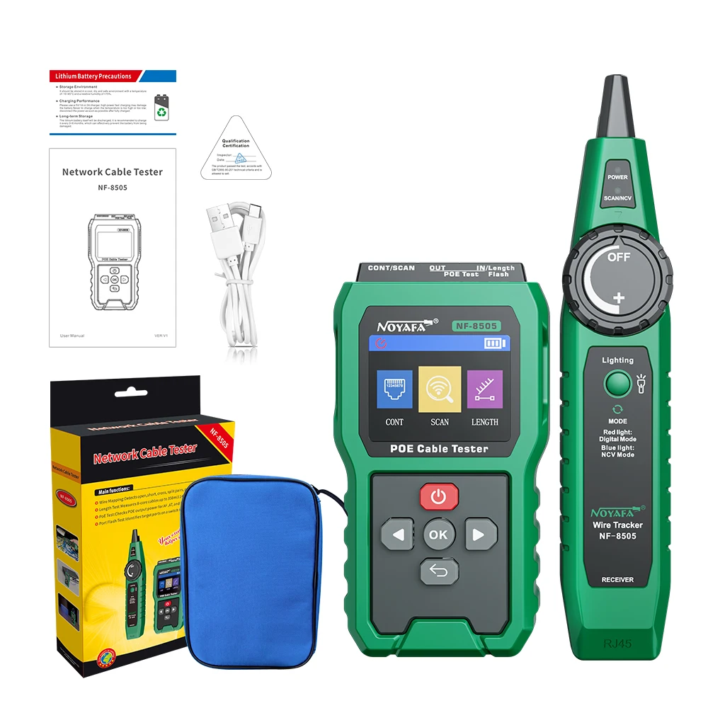 NOYAFA NF-8505 Тестер сетевых кабелей
NOYAFA NF-8505 Тестер сетевых кабелей