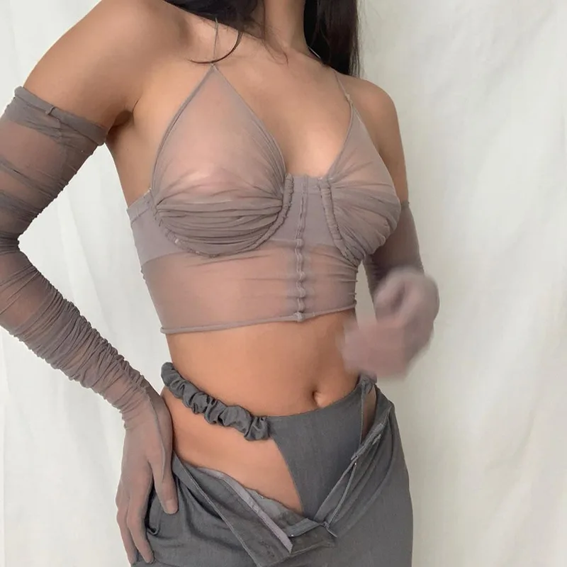 2021 Summer Halter Bandage Crop Tops Sexy Mesh See-through Long-Sleeved Ruffles Tights Party Club Streetwear Clothes for Women
2021 Summer Halter Bandage Crop Tops Sexy Mesh See-through Long-Sleeved Ruffles Tights Party Club Streetwear Clothes for Women