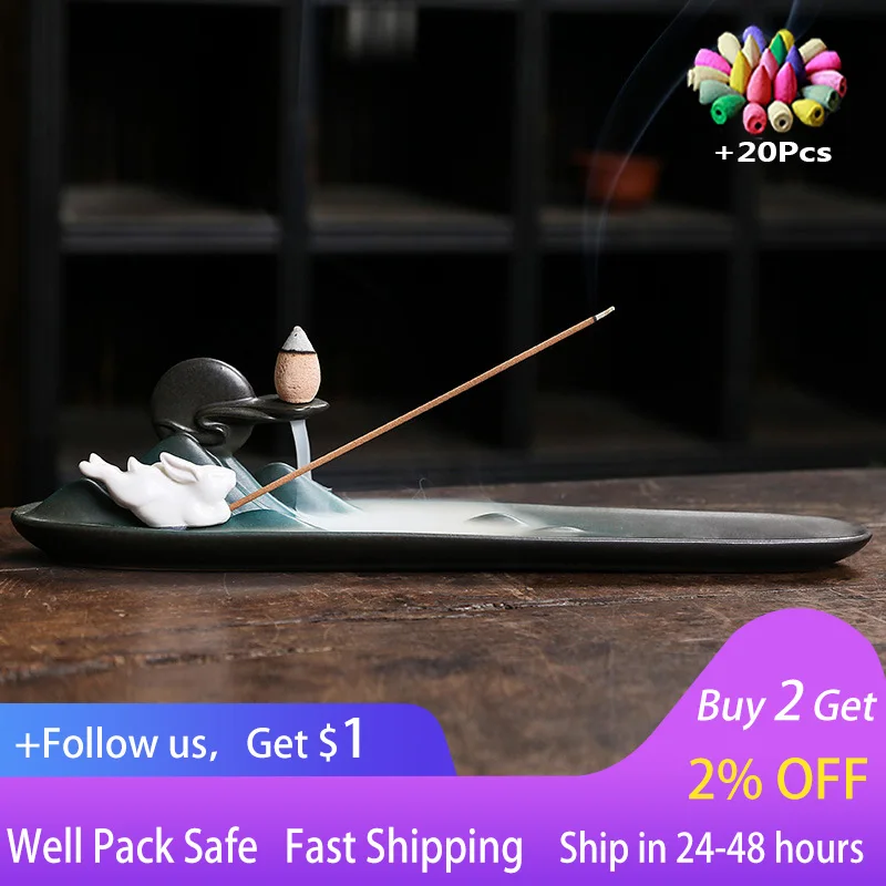 Ceramic backflow incense burner handicraft decoration creative ceramic moon rabbit backflow incense base incense stick
Ceramic backflow incense burner handicraft decoration creative ceramic moon rabbit backflow incense base incense stick