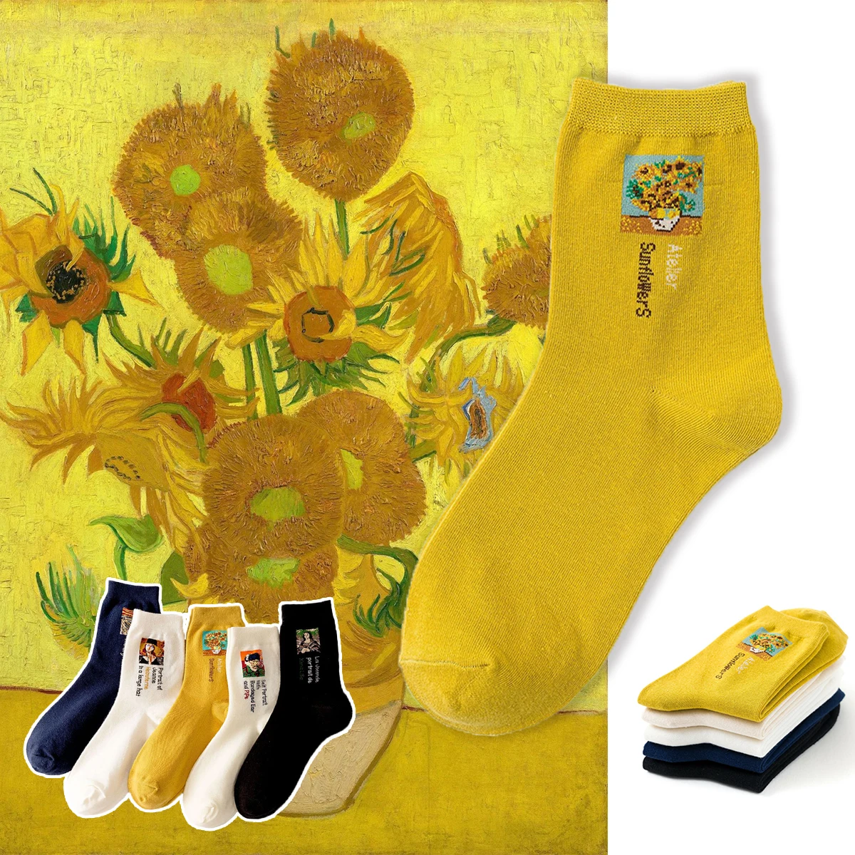 Van Gogh Sunflowers Socks Funny Retro Male Personality Art Van Gogh Mural World Famous Painting Women Socks Oil Funny Happy Sock
Van Gogh Sunflowers Socks Funny Retro Male Personality Art Van Gogh Mural World Famous Painting Women Socks Oil Funny Happy Sock