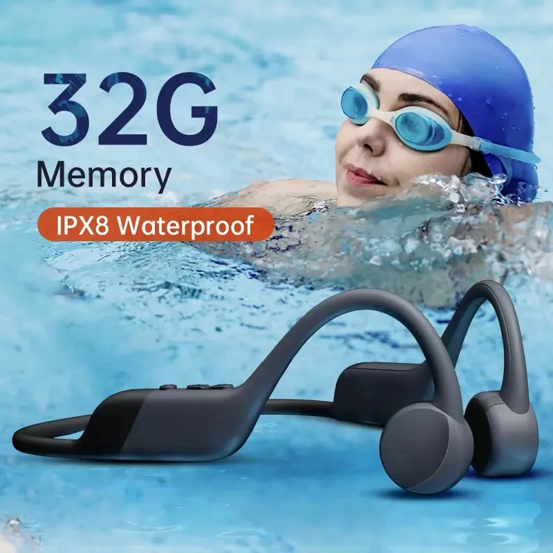 Bone Conduction Swimming Train Headphones Open-Ear IP68 Waterproof Bluetooth with Mic Built-in 32GB Memory for Skiing Bicycling
Bone Conduction Swimming Train Headphones Open-Ear IP68 Waterproof Bluetooth with Mic Built-in 32GB Memory for Skiing Bicycling