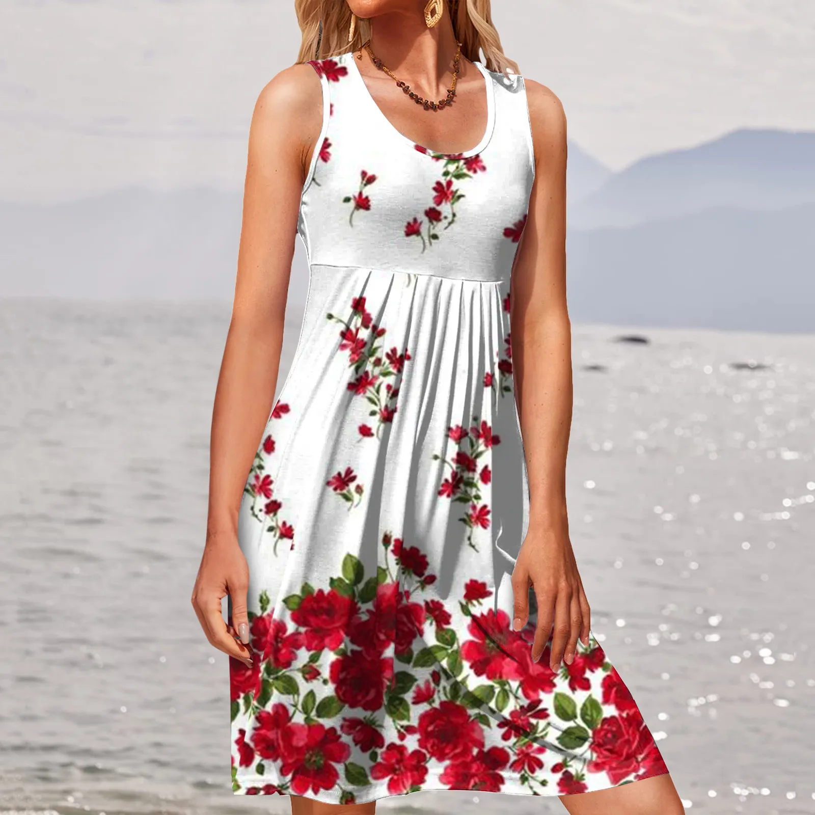 Женский пляжный сарафан без рукавов, повседневное свободное платье на бретелях с цветочным принтом и драпировкой, с круглым вырезом, для от...
Женский пляжный сарафан без рукавов, повседневное свободное платье на бретелях с цветочным принтом и драпировкой, с круглым вырезом, для от...