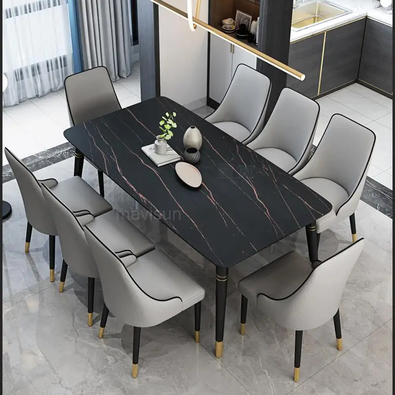 Concise Dining Table With 6 Chairs Combination Small Apartment Home Furniture Steel Feet Black Finish Kitchen Table Rectangle
Concise Dining Table With 6 Chairs Combination Small Apartment Home Furniture Steel Feet Black Finish Kitchen Table Rectangle