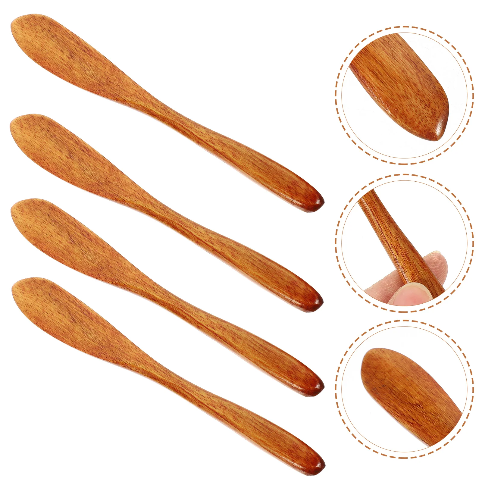 

4Pcs Wooden Butter, Bread Cake Jam Cheese Butter Spreader, 6 Inch Condiment Wood Utensils Peanut Jelly Spreader
