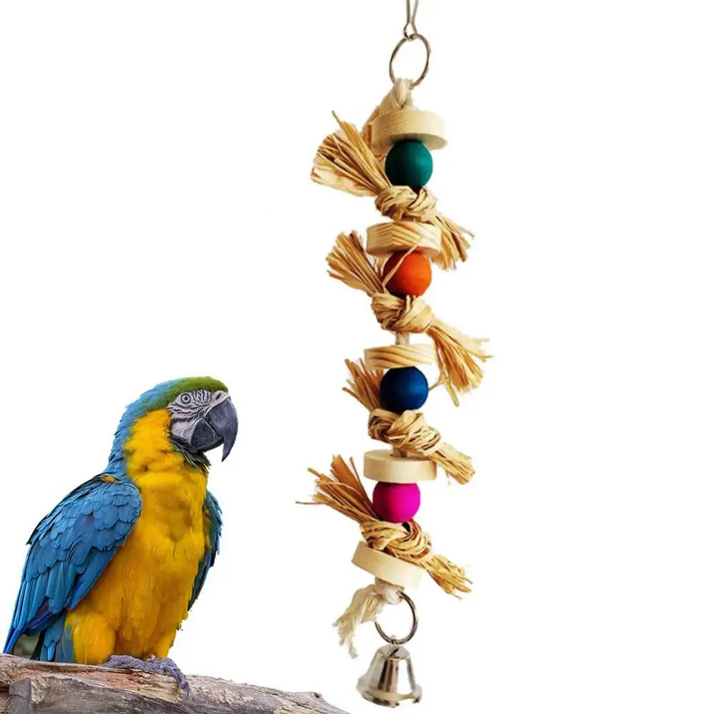 Toy Bell Beads Wooden Straw Hanging Pet Bird Parrot Cotton Rope Cage Swing Chew
Toy Bell Beads Wooden Straw Hanging Pet Bird Parrot Cotton Rope Cage Swing Chew
