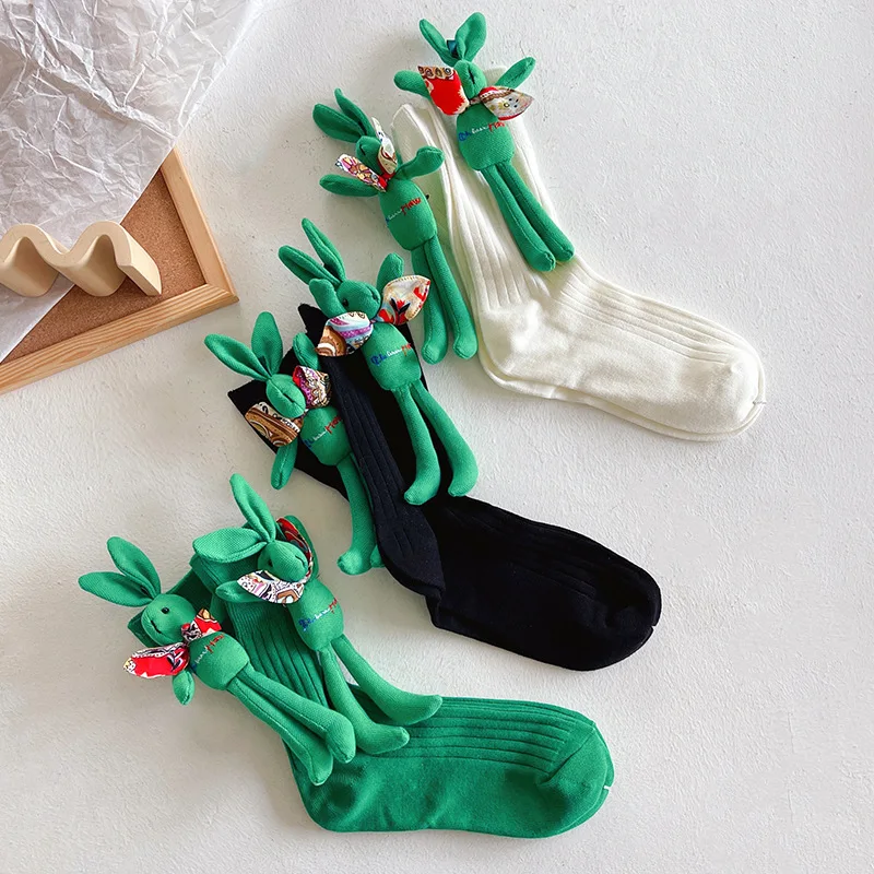 Spring/Summer Detachable European Black Rabbit Embroidery Pure Cotton Mid tube Socks Jewelry Green Three Dimensional Stacked
Spring/Summer Detachable European Black Rabbit Embroidery Pure Cotton Mid tube Socks Jewelry Green Three Dimensional Stacked