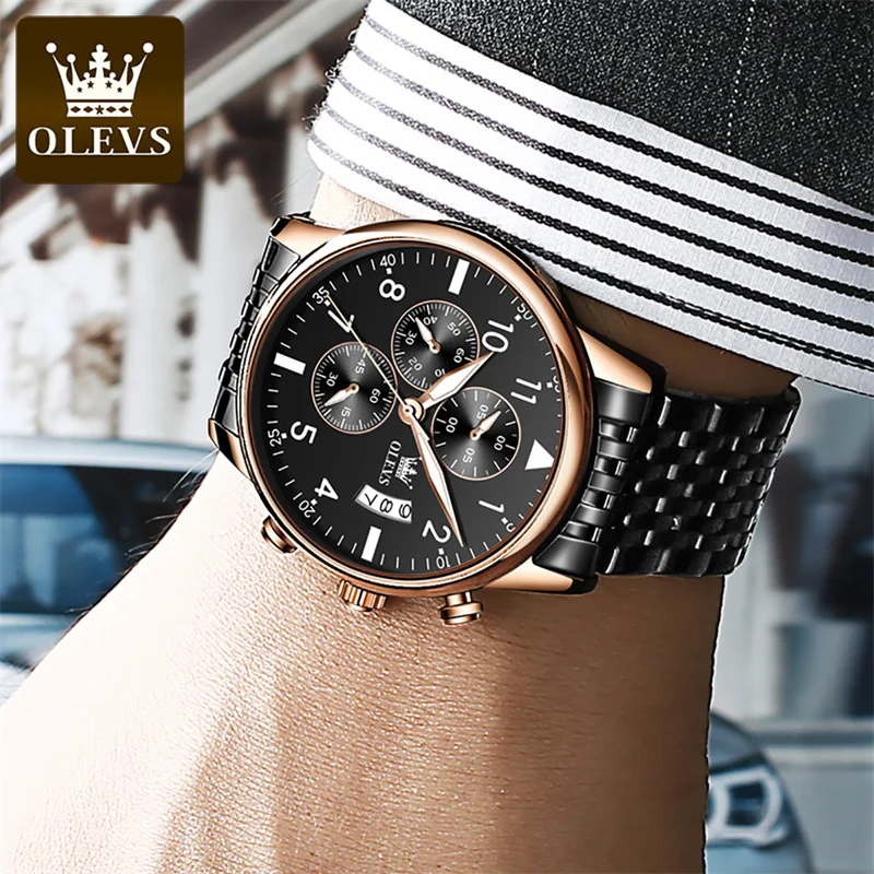 OLEVS Top Brand Luxury Black Men Watch Sport Waterproof Steel Belt Quartz Watch Date Chronograph Mens Watches Relogio Masculino
OLEVS Top Brand Luxury Black Men Watch Sport Waterproof Steel Belt Quartz Watch Date Chronograph Mens Watches Relogio Masculino