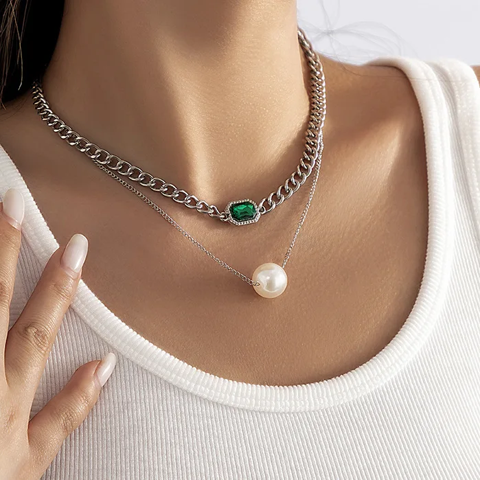New Fashion Stacking Style Imitation Pearl Cross Chain Necklace Sweet Cool Simple Green Imitation Gemstone Necklace
New Fashion Stacking Style Imitation Pearl Cross Chain Necklace Sweet Cool Simple Green Imitation Gemstone Necklace