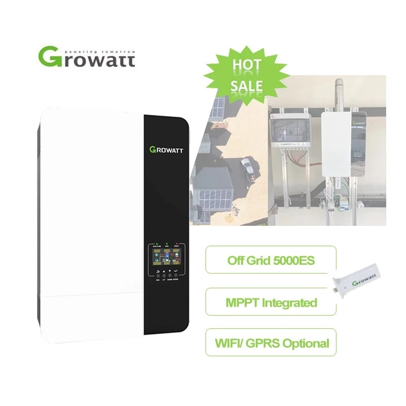 Growatt SPF 5000 ES 5KW Solar Inverter Off-Grid Built-in 48V 230V 100A MPPT+WIFI Module Controler Can Work Without Battery
Growatt SPF 5000 ES 5KW Solar Inverter Off-Grid Built-in 48V 230V 100A MPPT+WIFI Module Controler Can Work Without Battery