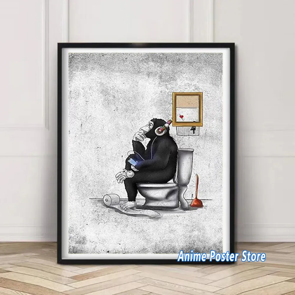 Funny Bathroom Humor Wall Decor Monkey Sitting On The Toilet Reading A Newspaper Poster Art Print Canvas Painting Washroom Mural
Funny Bathroom Humor Wall Decor Monkey Sitting On The Toilet Reading A Newspaper Poster Art Print Canvas Painting Washroom Mural