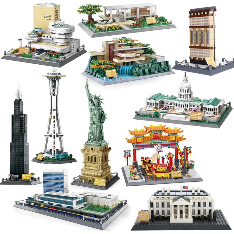 Wolrd Famous Architecture USA Chinatown White House Statue of Liberty Building Blocks Guggenheim Museum Fallingwater Bricks Toys
Wolrd Famous Architecture USA Chinatown White House Statue of Liberty Building Blocks Guggenheim Museum Fallingwater Bricks Toys