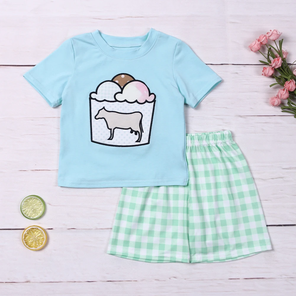 Summer Mint 1-8T Outfits Baby Boy Clothes Set Ice Cream mbroidery Bodysuit Toddler Sleeve Babi Bluey T-shirt Lattices Shorts
Summer Mint 1-8T Outfits Baby Boy Clothes Set Ice Cream mbroidery Bodysuit Toddler Sleeve Babi Bluey T-shirt Lattices Shorts