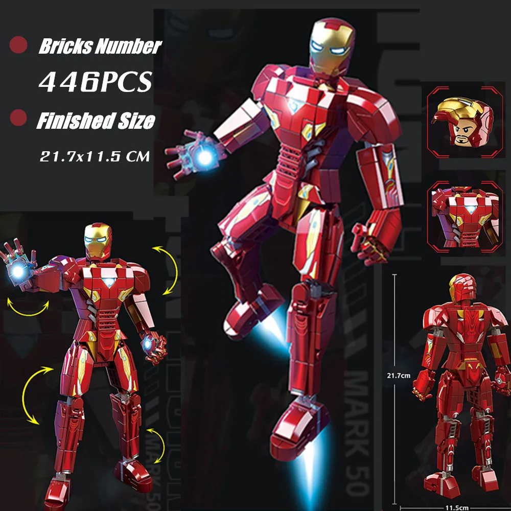 

MK50 Disney Marvel Avengers Ironman Mecha Armor Iron Man Heroes Toys Model Building Blocks Bricks Kid Toy Boys Set